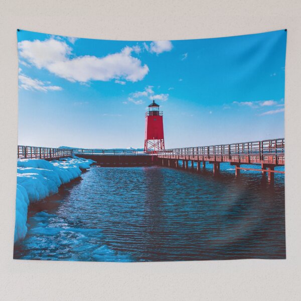 Item preview, Winter day at the Charlevoix Michigan Lighthouse designed and sold by Michael Deemer.