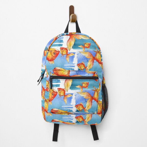 Item preview, Cute Blue Painting With Gold Fishes Pattern designed and sold by adoredigitals.