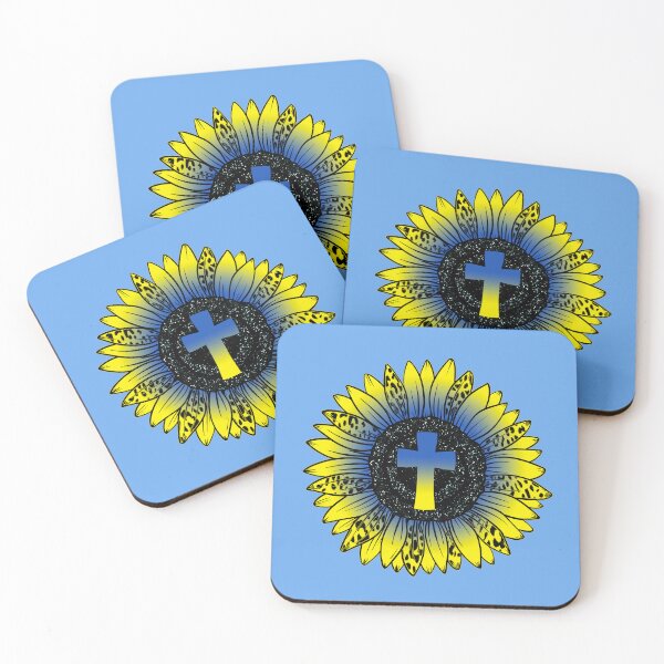 Item preview, Pray for Ukraine Blue and Yellow Sunflower and Cross designed and sold by LindaCooke.