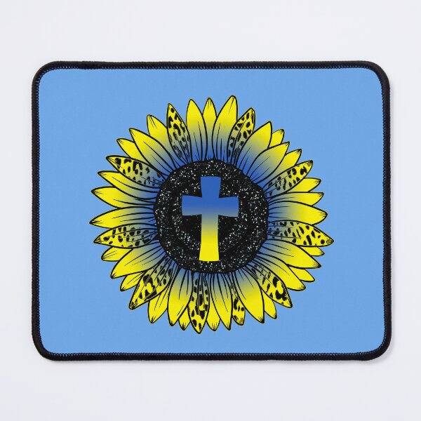 Item preview, Pray for Ukraine Blue and Yellow Sunflower and Cross designed and sold by LindaCooke.