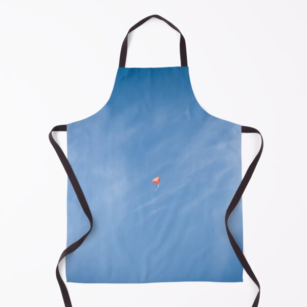 Item preview, Small red heart air balloon flies high up in the blue sky with white veil clouds designed and sold by sopfanna.
