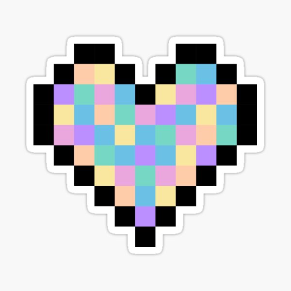 Pastel Rainbow Cute Pixel Heart Sticker