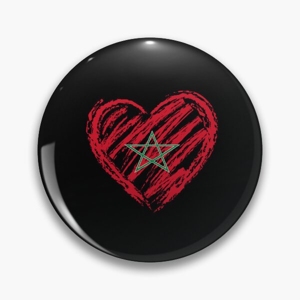 Item preview, Morocco Heart Flag in Hand Drawing As Morocco National Emblem For Moroccans المغرب designed and sold by ArabCorner.