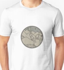 Astronaut Moon Stars Circle Mono Line Unisex T-Shirt