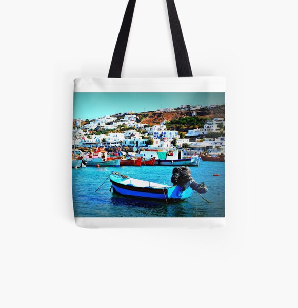 Feeling Nostalgic On The Water In Mykonos, Greece All Over Print Tote Bag