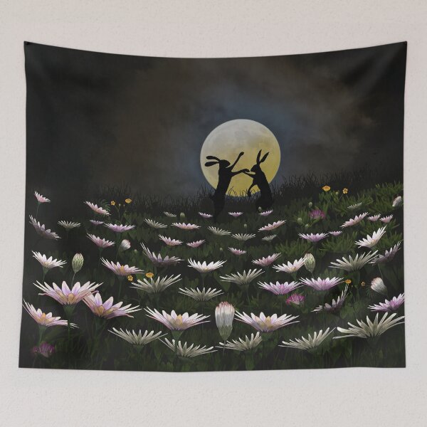 Item preview, Moon Flowers and Hares designed and sold by WildBirdArt.