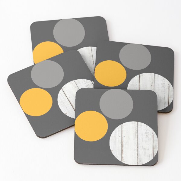 Item preview, White wooden wall dots, yellow and gray on anthracite designed and sold by Ninaeva.