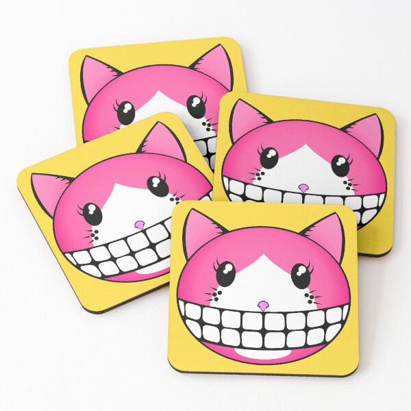 Item preview, Pink Tuxie Kitty with Cheshire Smile designed and sold by RawSunArt.