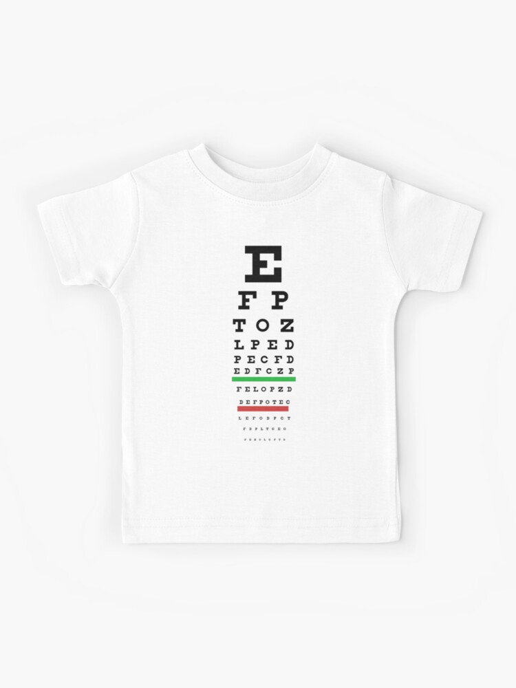 eye chart kids t shirt by delta12designs redbubble