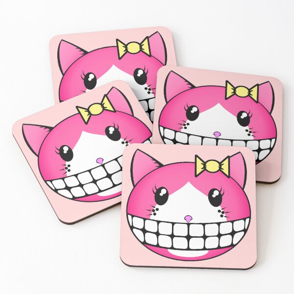 Item preview, Pink Tuxie Kitty with Yellow Bow & Cheshire Smile designed and sold by RawSunArt.
