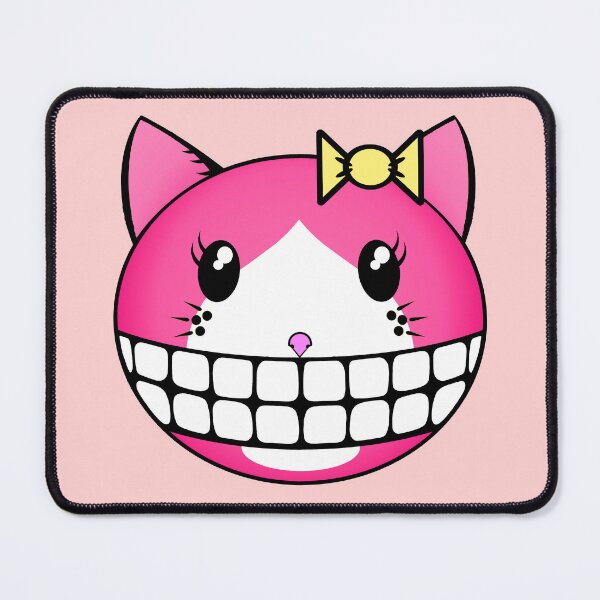 Item preview, Pink Tuxie Kitty with Yellow Bow & Cheshire Smile designed and sold by RawSunArt.