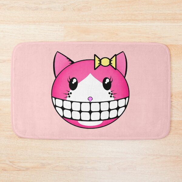 Item preview, Pink Tuxie Kitty with Yellow Bow & Cheshire Smile designed and sold by RawSunArt.