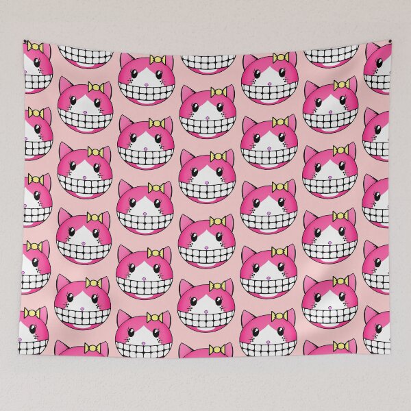 Item preview, Pink Tuxie Kitty with Yellow Bow & Cheshire Smile designed and sold by RawSunArt.