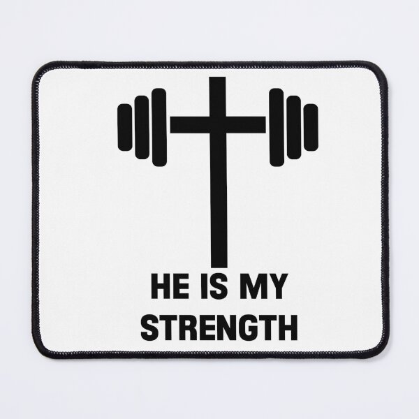 Item preview, He Is Strength Catholic Gym Motivational Bible Quote God Religious designed and sold by Princeps-.