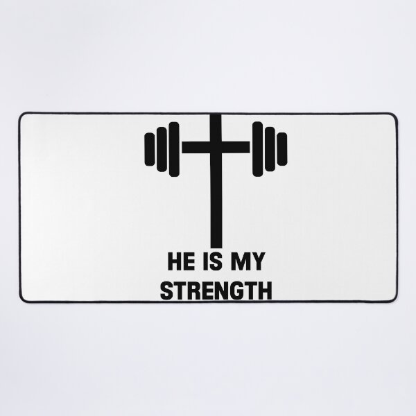 Item preview, He Is Strength Catholic Gym Motivational Bible Quote God Religious designed and sold by Princeps-.