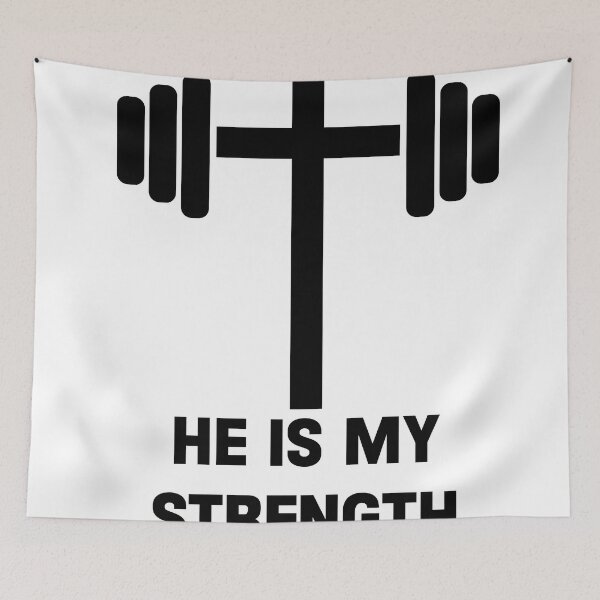 Item preview, He Is Strength Catholic Gym Motivational Bible Quote God Religious designed and sold by Princeps-.