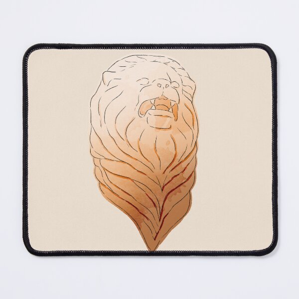 Item preview, Antique Roman statue lion’s head in beige color with watercolor stains. designed and sold by helga-wigandt.