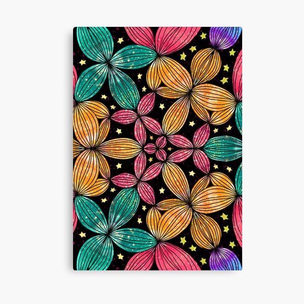 Petals and Seed Pods Floral Spirograph, Mandala Sketch 032422 by Kristi Duggins Canvas Print