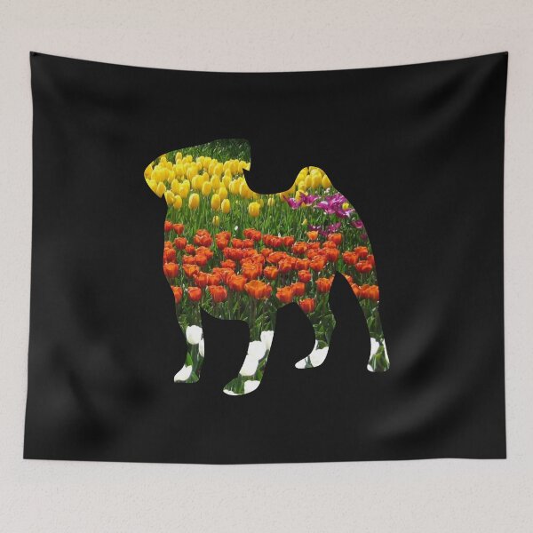Item preview, Floral Pug Silhouette designed and sold by Pugstuff.