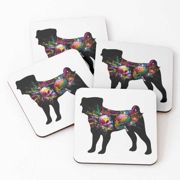 Item preview, Black Colorful Pug Silhouette designed and sold by Pugstuff.