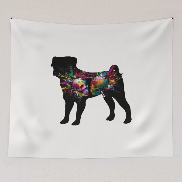 Item preview, Black Colorful Pug Silhouette designed and sold by Pugstuff.