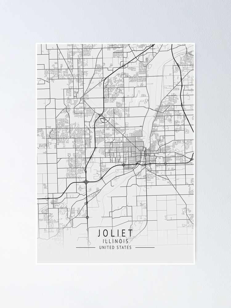 "Joliet Illinois US Gray City Map" Poster for Sale by ctmapprint