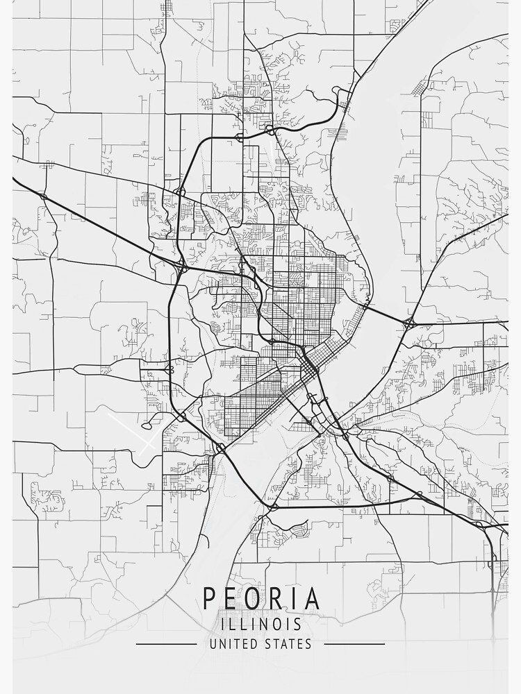 "Peoria Illinois US Gray City Map" Sticker by ctmapprint Redbubble