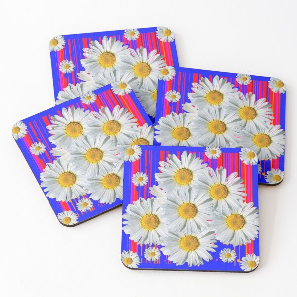 Item preview, WHITE SHASTS DAISY GARDEN BLUE-RED ART DESIGNS designed and sold by sharlesart.