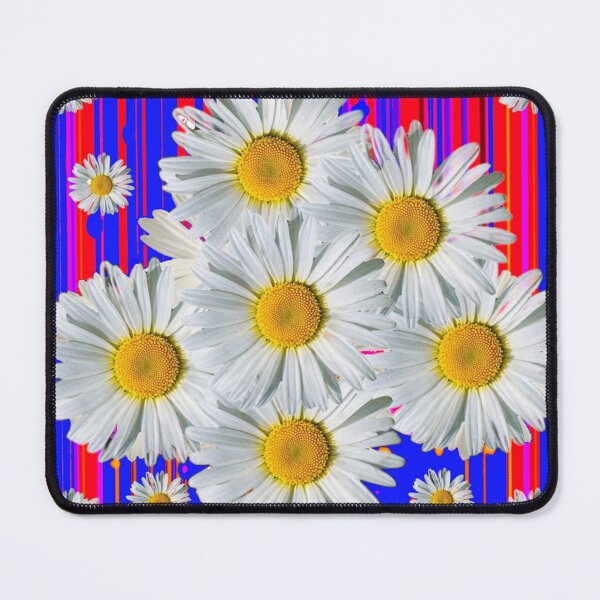 Item preview, WHITE SHASTS DAISY GARDEN BLUE-RED ART DESIGNS designed and sold by sharlesart.
