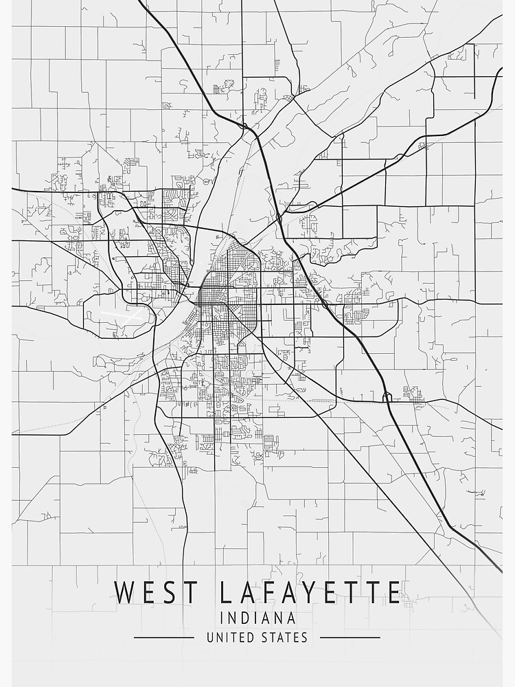 "West Lafayette Indiana US Gray City Map" Poster for Sale by