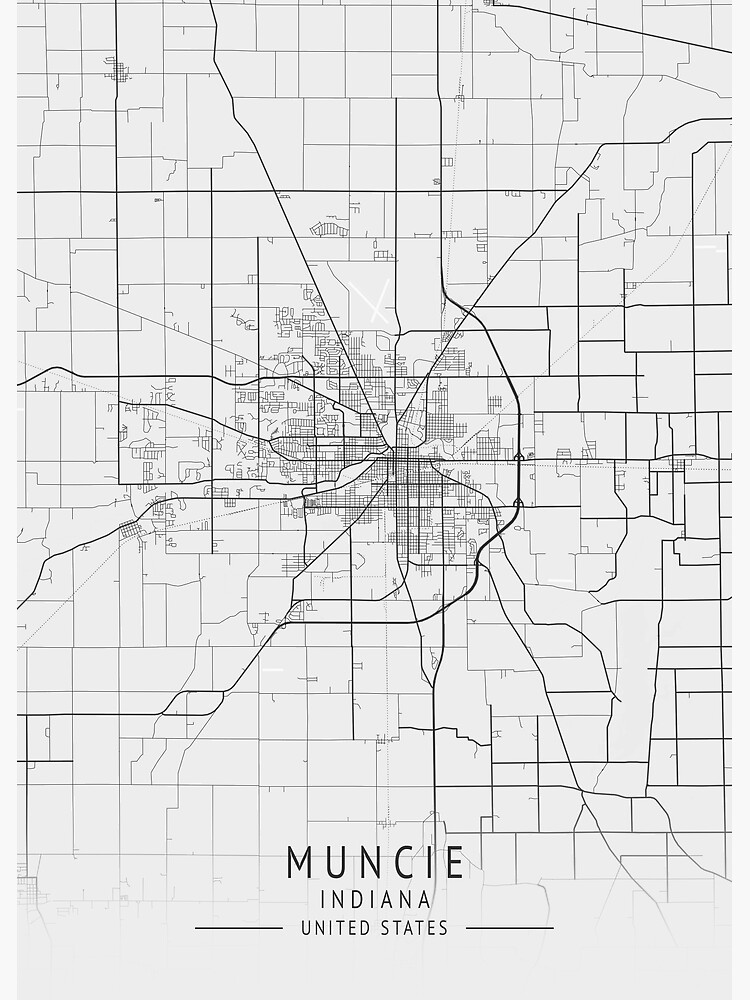 "Muncie Indiana US Gray City Map" Poster for Sale by ctmapprint