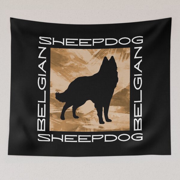 Item preview, Belgian Sheepdog Silhouette with Modern Typography on Gold Abstract designed and sold by arlutai.