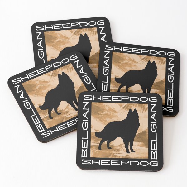 Item preview, Belgian Sheepdog Silhouette with Modern Typography on Gold Abstract designed and sold by arlutai.