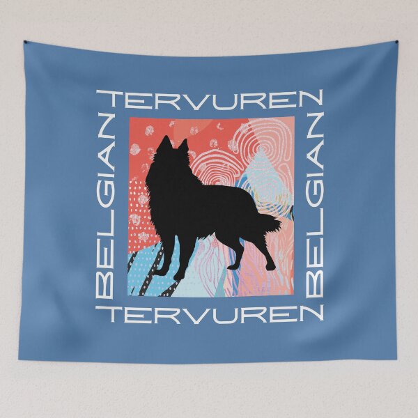 Item preview, Belgian Tervuren Silhouette with Modern Typography on Colorful Abstract designed and sold by arlutai.