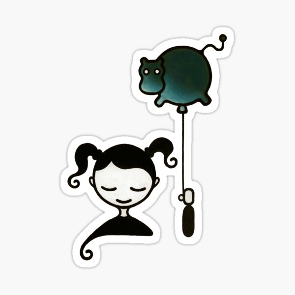 Hippopotamus Dream – Girl with Balloon Sticker