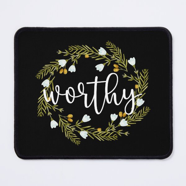 Item preview, You Are Worthy Wreath White Calligraphy designed and sold by amazingjoy.