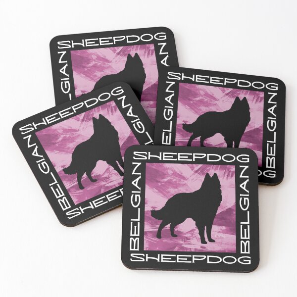 Item preview, Belgian Sheepdog Groenendael Silhouette, Modern Typography on Rose Abstract designed and sold by arlutai.