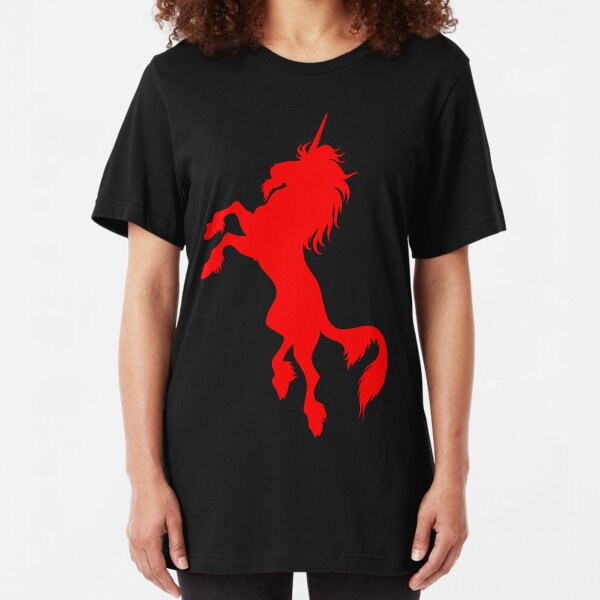 Red Unicorn by Cheerful Madness!! Slim Fit T-Shirt