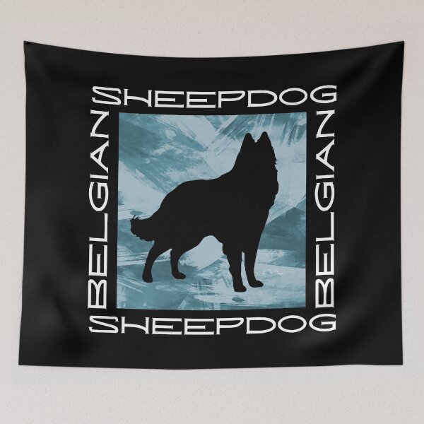 Item preview, Belgian Sheepdog Groenendael Silhouette, Modern Typography on Teal Abstract designed and sold by arlutai.