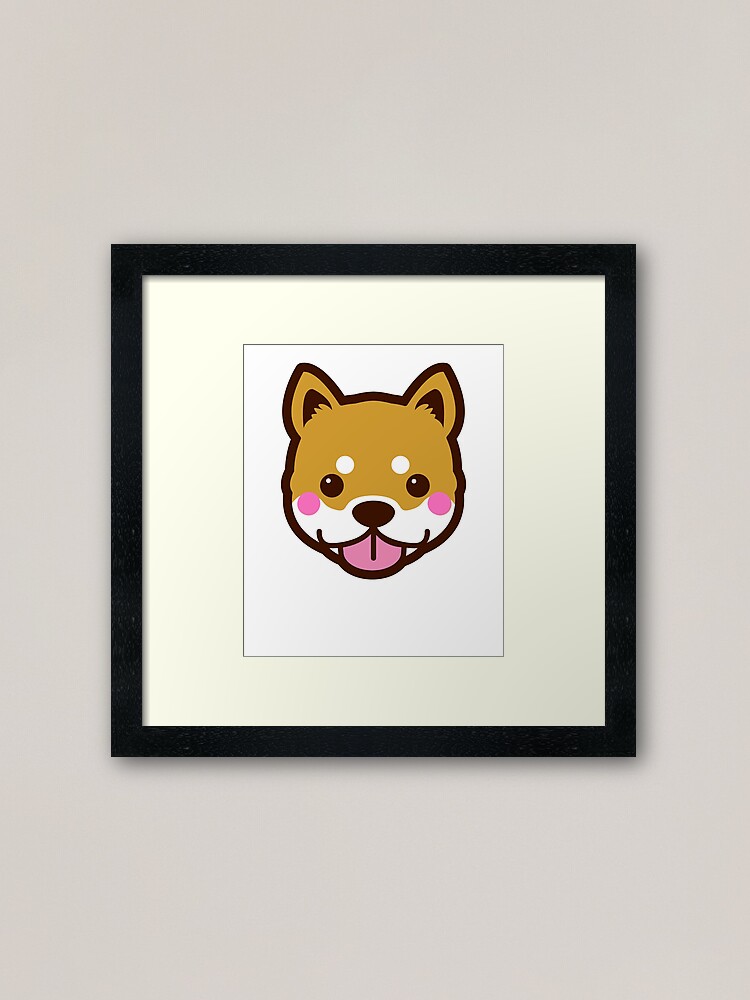 Shiba Inu Dog Breed Big Cute Face Cartoon Blush Framed Art Print