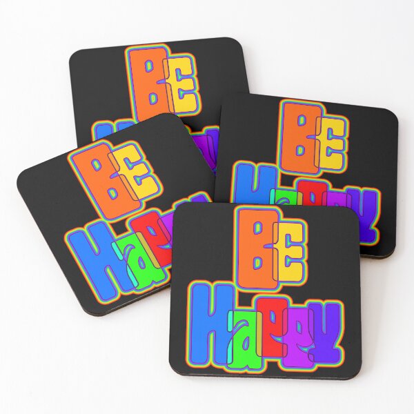 Item preview, Be Happy Rainbow 70s Style Typography designed and sold by Alondra.