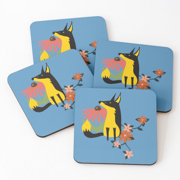 Item preview, Yellow fox with flowers designed and sold by BronikowskiART.