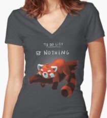 Red panda day Women's Fitted V-Neck T-Shirt