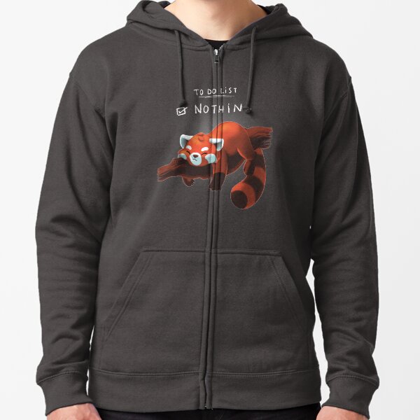 Red Panda Day - to Do List Nothing - Cute Fluffy Animal - Procrastinate Zipped Hoodie