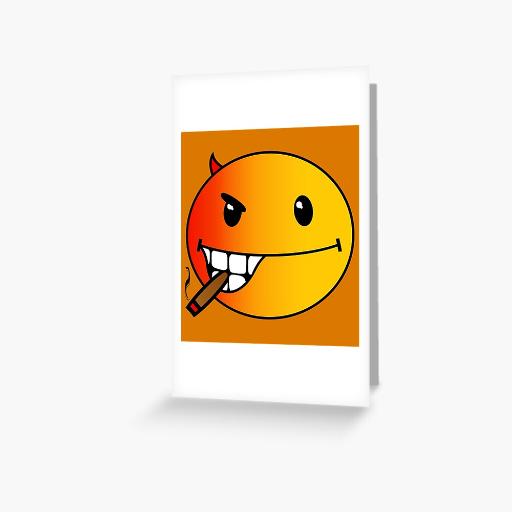 "Half Good & Half Evil Smiley Face" Greeting Card by RawSunArt Redbubble