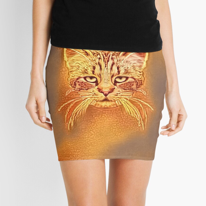 Golden Cat #Art Mini Skirt