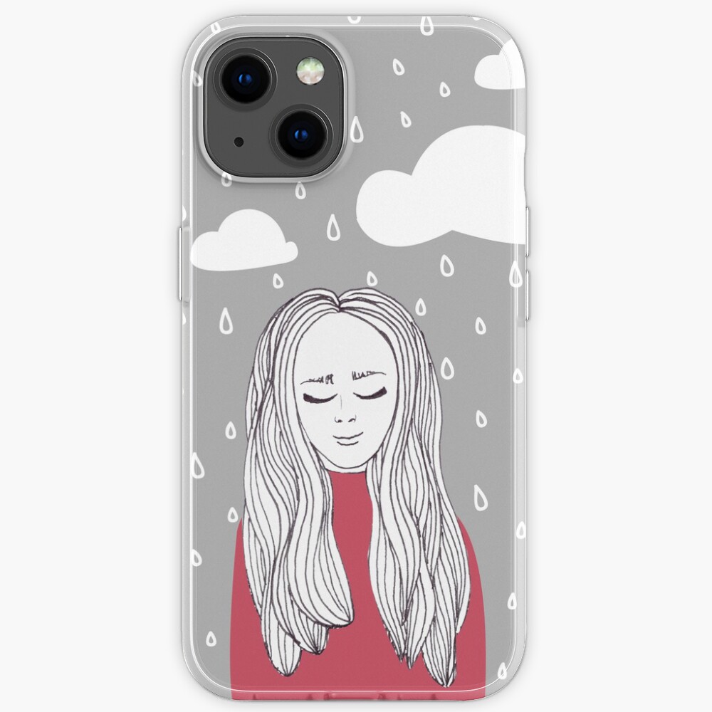 Happy girl in the rain iPhone Case