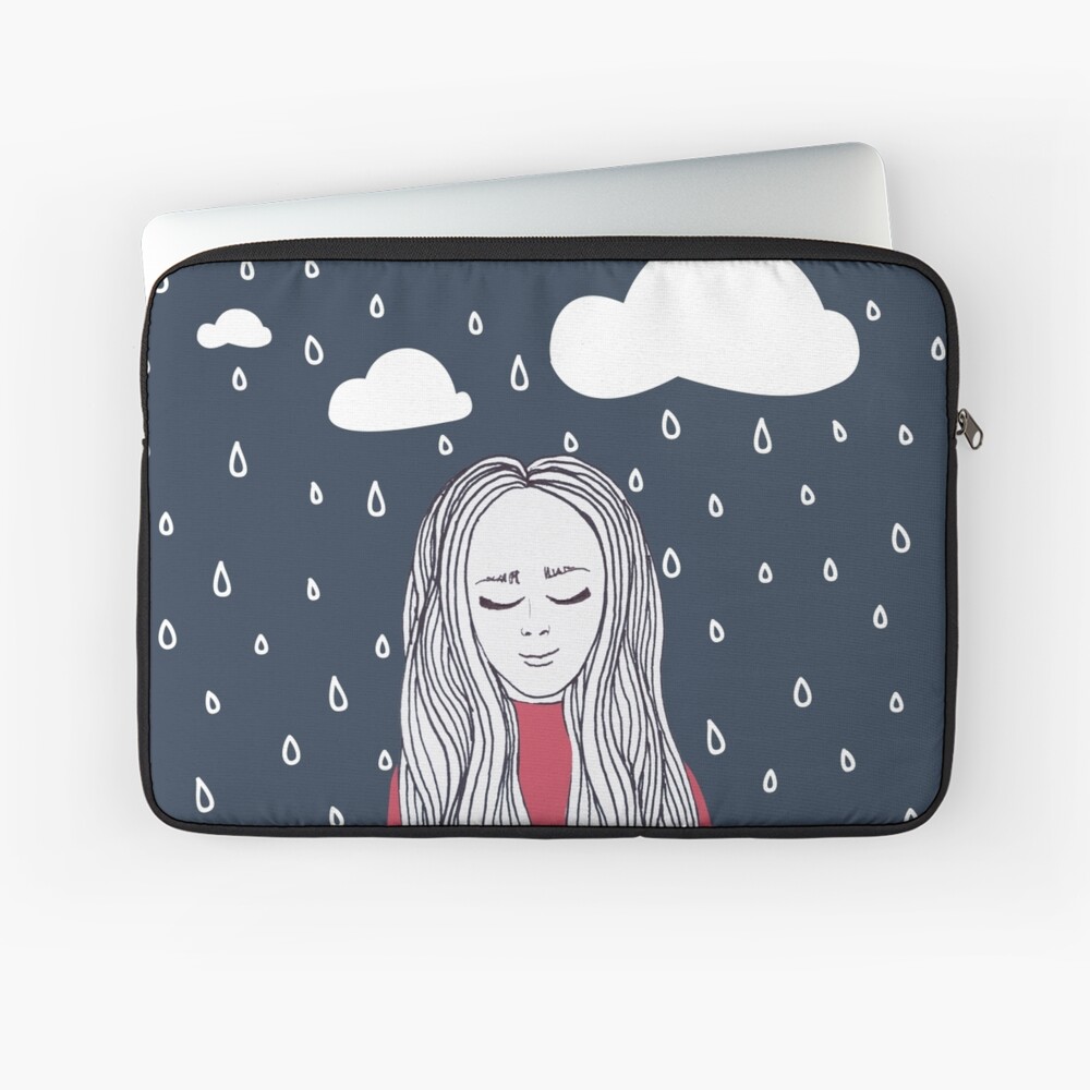 Happy girl in the rain Laptop Sleeve