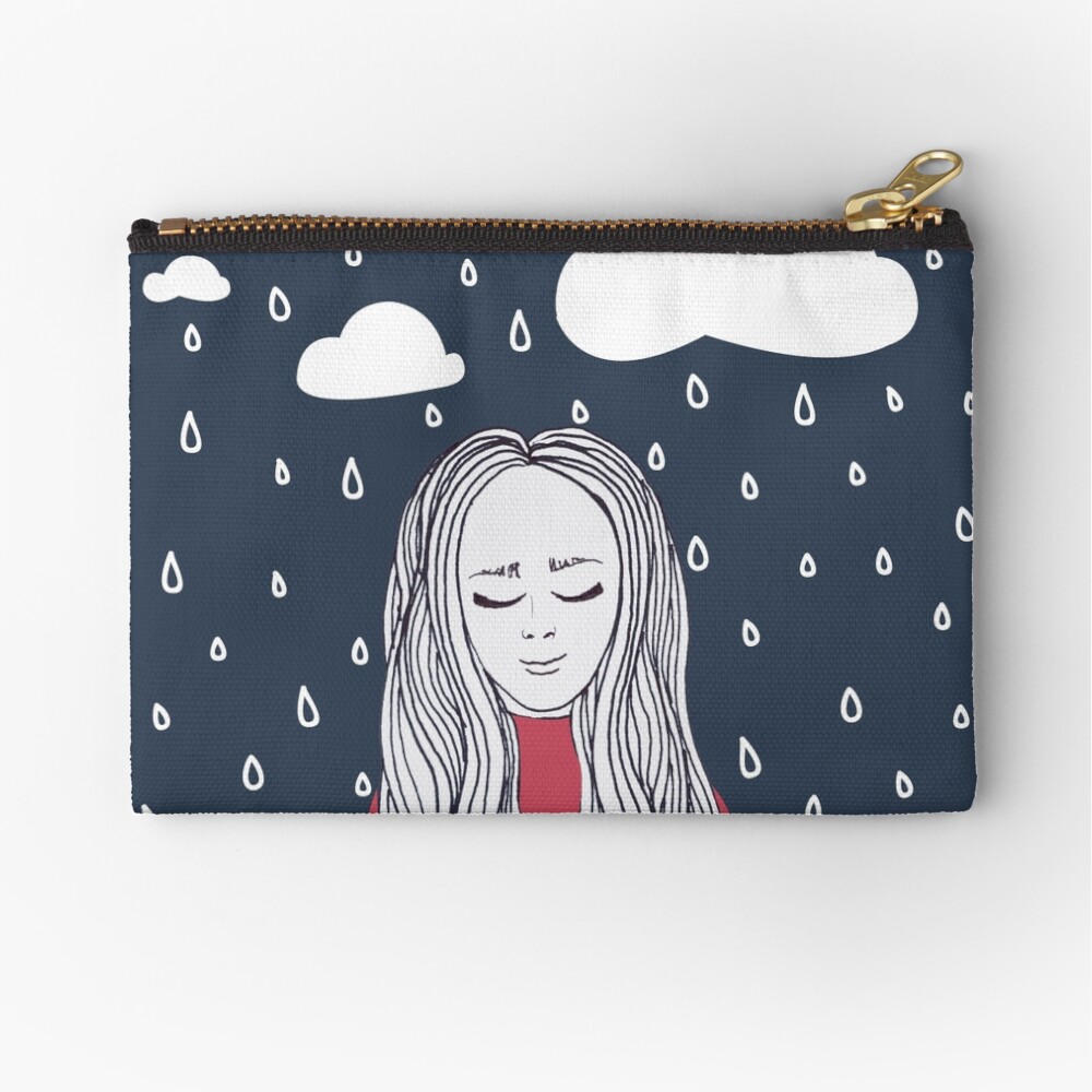 Happy girl in the rain Zipper Pouch