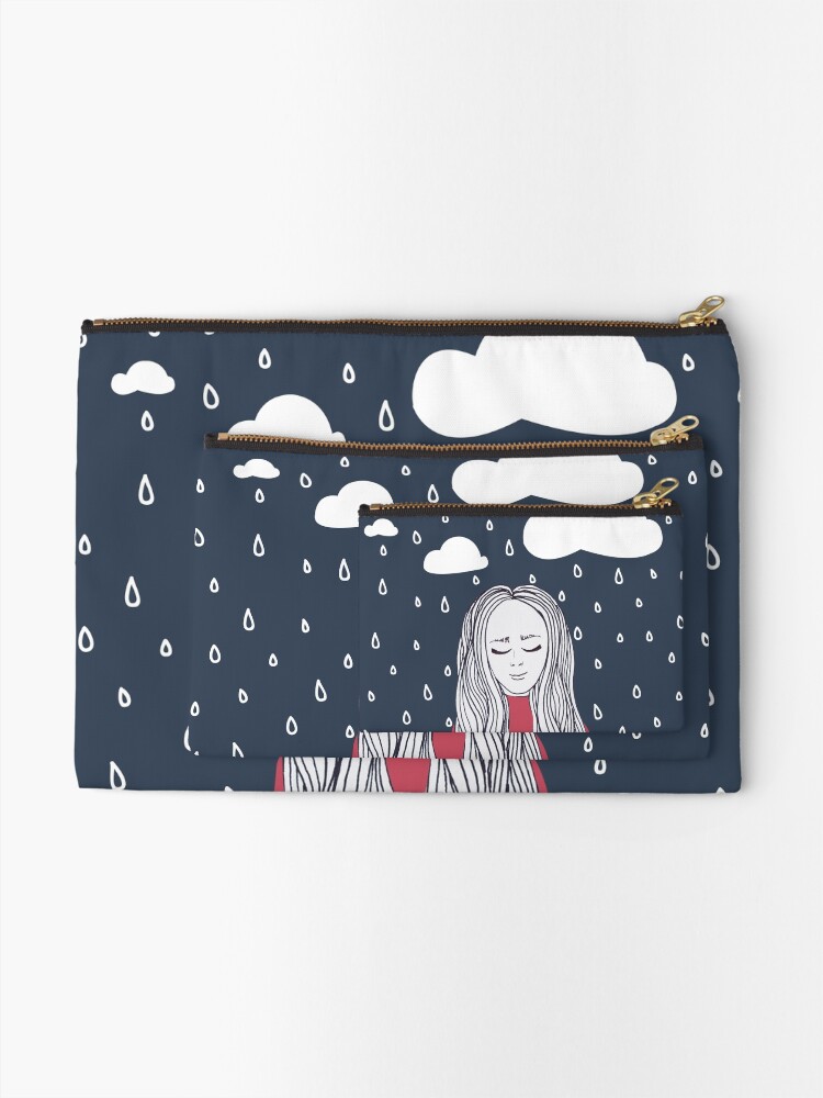Alternate view of Happy girl in the rain Zipper Pouch
